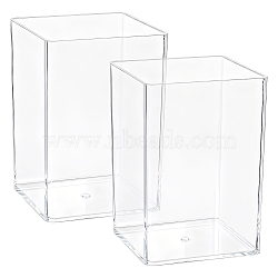 Plastic Pen Holder, Rectangle, Clear, 65x66x98mm, Inner Diameter: 62x62mm(AJEW-WH0609-594)