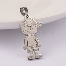 Boy 304 Stainless Steel Pendants, Stainless Steel Color, 27x14x2mm, Hole: 6x4mm(STAS-M245-28P)