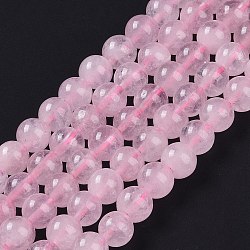 Natural Rose Quartz Beads Strands, Round, 6mm, Hole: 1mm, about 31pcs/strand, 8 inch(G-E252-01-6mm)