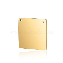 201 Stainless Steel Pendants, Manual Polishing, Square, Golden, 10x10x1mm, Hole: 1mm(STAS-S105-T614-2-10)