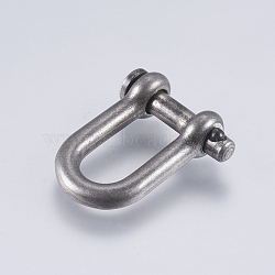 304 Stainless Steel D-Ring Anchor Shackle Clasps, Antique Silver, 21x26x8mm, Hole: 4mm(STAS-I072-100AS)