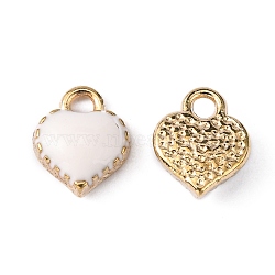 Alloy Enamel Charms, Cadmium Free & Lead Free, Heart, Light Gold, White, 8x7.5x2.5mm, Hole: 1.5mm(X-ENAM-Q033-051B)