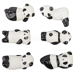 6Pcs 6 Styles Porcelain Chopsticks Stand, Chopsticks Rest, Panda, Black, 53~59x27~40x18~31.5mm, 1pc/style(AJEW-CP0008-76)