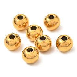 304 Stainless Steel Smooth Round Spacer Beads, Ion Plating (IP), Golden, 6x4.8mm, Hole: 2mm(STAS-M006-01A-G)