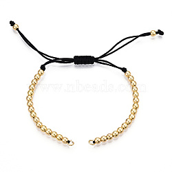 Brass Bracelet Making, with Polyester Cord, Golden, 5-1/4 inch(13.5cm)~10-1/4 inch(26cm), 4mm, Hole: 2mm(KK-T031-03G)