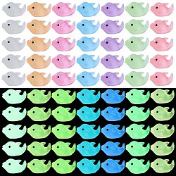 70Pcs 7 Colors Luminous Resin Home Display Decorations, Glow in the Dark, 3D Dolphin, Mixed Color, 15x26.5x23mm, 10pcs/color(RESI-SZ0003-31)