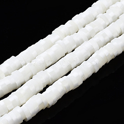 Handmade Polymer Clay Beads Strands, for DIY Jewelry Crafts Supplies, Heishi Beads, Disc/Flat Round, Floral White, 6x0.5~1mm, Hole: 1.8mm, about 320~447pcs/strand, 15.75 inch~16.14 inch(40~41cm)(CLAY-N008-010-141)