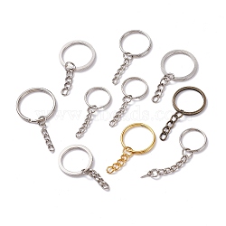 Alloy Split Key Rings, with Chains, Keychain Clasp Findings, Mixed Color, 47~62x20~30x2~3mm(FIND-XCP0001-67)