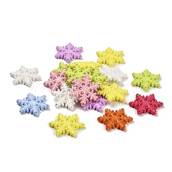 Opaque Acrylic Beads, Snowflake, Mixed Color, 46x40.5x6mm, Hole: 2mm, about 94pcs/strand(SACR-R001-09A)