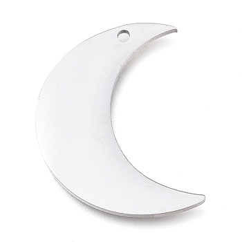 304 Stainless Steel Pendants, Manual Polishing, Laser Cut, Moon, Crescent, Stainless Steel Color, 22.5x16.5x0.8mm, Hole: 1.2mm