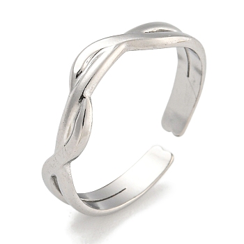 304 Stainless Steel Open Cuff Ring for Women, Stainless Steel Color, Inner diameter: Adjustable, 5.5mm