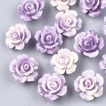 Synthetic Coral Beads, Dyed, Flower, Medium Purple, 12x12x7mm, Hole: 1mm