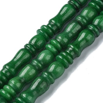 Dyed Natural Jade Beads Strands, Texture Tube, Islamic Prayer Beads for Rosary, Green, 28x8mm, Hole: 1.2mm, about 12pcs/strand, 16.14''(41cm)