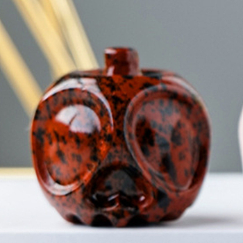 Halloween Natural Mahogany Obsidian Home Display Decorations, Apple Skull, 25~30mm