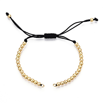 Brass Bracelet Making, with Polyester Cord, Golden, 5-1/4 inch(13.5cm)~10-1/4 inch(26cm), 4mm, Hole: 2mm