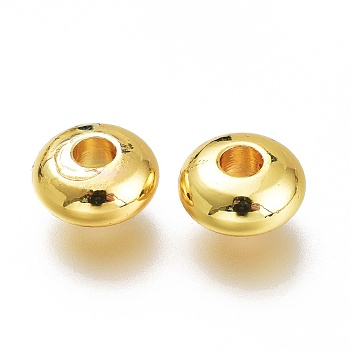 Brass Spacer Beads, Long-Lasting Plated, Disc, Golden, 4.7x2mm, Hole: 1.4mm