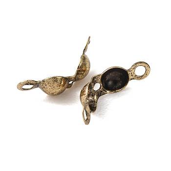 Brass Bead Tips, Clamshell Knot Cover, Antique Bronze, 8x4mm, Hole: 1.4mm
