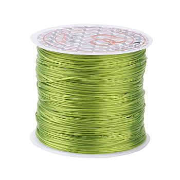 Flat Elastic Crystal String, Elastic Beading Thread, for Stretch Bracelet Making, Yellow Green, 0.8mm, about 65.61 yards(60m)/roll