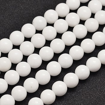 Natural Malaysia Jade Beads Strands, Dyed & Heated, Round, White, 10mm, Hole: 1.0mm, about 38pcs/strand, 15 inch