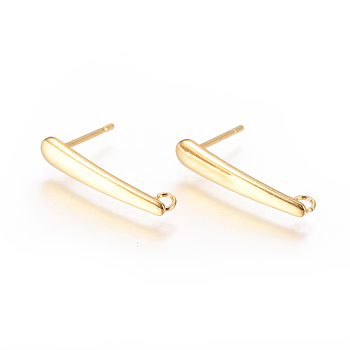 304 Stainless Steel Ear Stud Components, with Loop, Golden, 20.5x4mm, Hole: 1.8mm, Pin: 0.7mm