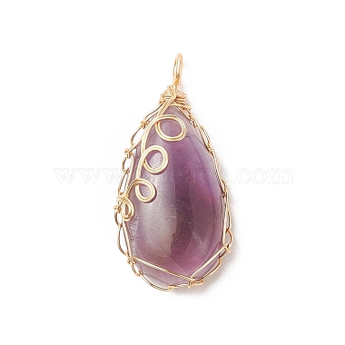 Golden Teardrop Amethyst Pendants