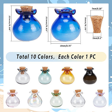 Elite 10Pcs 10 Colors Lucky Bag Shape Glass Cork Bottles Ornament(AJEW-PH0004-64)-6
