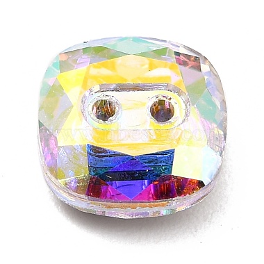 2-Hole Square Glass Rhinestone Buttons(BUTT-D001-C)-4
