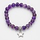 Natural Mixed Stone Beaded Star Charm Stretch Bracelets(BJEW-JB01981)-2