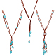 3Pcs 3 Style Ethnic Style Natural Turquoise Chips & Alloy Lariat Necklaces for Women(NJEW-AN0001-58)-1