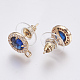 Faceted Glass Stud Earring Findings(GLAA-F084-B)-3