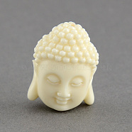 Synthetic Coral Beads, Dyed, Buddha Head, White, 15.5x11x6mm, Hole: 1.5mm(CORA-S003-15mm-01)