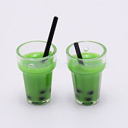 Plastic Resin Pendants, Bubble Tea Shape, Green, 26x13mm, Hole: 1.4mm(KY-TAC0008-02-H)