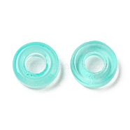 Transparent Glass European Beads, Large Hole Beads, Donut, Aquamarine, 10x3mm, Hole: 3.0~4.3mm(GLAA-D009-01I)