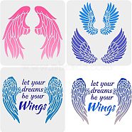 Plastic Drawing Painting Stencils Templates Sets, Square, Wing Pattern, 30x30cm, 3 style/set(DIY-WH0172-931)
