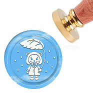 Brass Wax Seal Stamp with Handle, for DIY Scrapbooking, Bear Pattern, 3.5x1.18 inch(8.9x3cm)(AJEW-WH0184-0157)
