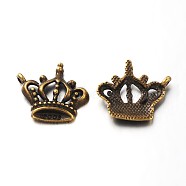 Tibetan Style Metal Alloy Crown Pendants, Antique Bronze, Lead Free & Cadmium Free, 22x19.5x4mm, Hole: 2mm(X-K083P071)