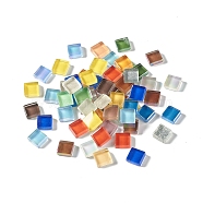 Mosaic Tiles Glass Cabochons, for Home Decoration or DIY Crafts, Square, Mixed Color, 10x10x4mm, about 1000pcs/1000g(DIY-P045-02)