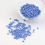 8/0 Opaque Colours Round Glass Seed Beads, Cornflower Blue, Size: about 3mm in diameter, hole:1mm, about 1101pcs/50g(X-SEED-A010-3mm-43B)