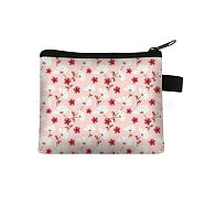 Flower Pattern Cartoon Style Polyester Clutch Bags, Change Purse with Zipper & Key Ring, for Women, Rectangle, Pink, 13.5x11cm(PAAG-PW0016-15J)