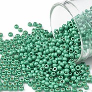 TOHO Round Seed Beads, Japanese Seed Beads, (PF561F) PermaFinish Teal Aqua Metallic Matte, 11/0, 2.2mm, Hole: 0.8mm, about 1110pcs/10g(X-SEED-TR11-PF0561F)