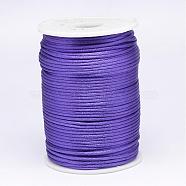 Polyester Cord, Satin Rattail Cord, for Beading Jewelry Making, Chinese Knotting, Medium Purple, 2mm, about 100yards/roll(NWIR-N009-11)