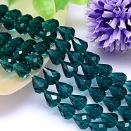 Faceted Teardrop Imitation Austrian Crystal Bead Strands, Grade AAA, Teal, 10x8mm, Hole: 0.9~1mm, about 40pcs/strand, 15.7 inch(G-M185-10x8mm-24A)