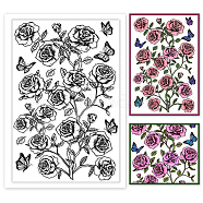 Custom PVC Plastic Clear Stamps, for DIY Scrapbooking, Photo Album Decorative, Cards Making, June Rose, 160x110mm(DIY-WH0618-0086)