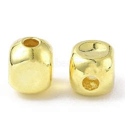 Brass Beads, Cube, Real 18K Gold Plated, 2x2x2mm, Hole: 0.6mm(KK-P223-52G-01)