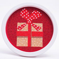 DIY Christmas Theme Diamond Painting Kits For Kids, Gift Pattern Photo Frame Making, with Resin Rhinestones, Pen, Tray Plate and Glue Clay, Red, 19.7x1.6cm, Inner Diameter: 16.9cm(DIY-F073-03)