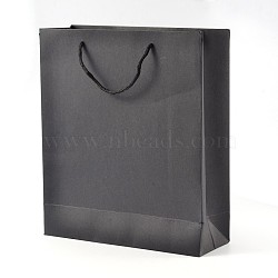 Rectangle Kraft Paper Bags, Gift Bags, Shopping Bags, with Nylon Cord Handles, Black, 20x15x6cm(AJEW-L049A-01)