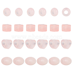 24Pcs 4 Styles Natural Rose Quartz European Beads, Large Hole Beads, Barrel & Cube & Heart & Rondelle, 10~17x10~14x7~13.5mm, Hole: 4.5~6mm, 6pcs/style(G-AR0005-34)
