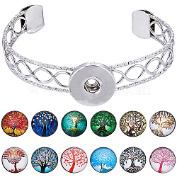 DIY Interchangeable Tree of Life Bangle Making Kit, Including Alloy Interchangeable Snap Open Cuff Bangle Settings, Glass Snap Button, Mixed Color, 13Pcs/bag(DIY-SC0023-27)