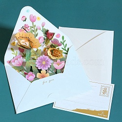 Pop Up 3D Flower Paper Greeting Cards, Mother's Day Theme, with Envelope, Colorful, 70x105x0.5mm(AJEW-L102-01B)