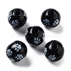 Dog Theme Wood Beads, Dog Paw, Black, 15.5x14.5mm, Hole: 4mm(WOOD-M011-05A-02)